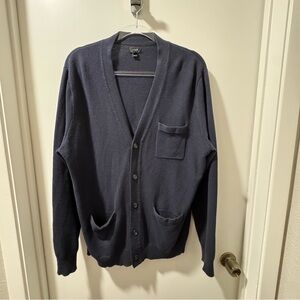 Cotton-cashmere piqué cardigan sweater in Navy